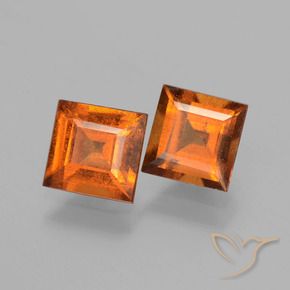 2.28 ctw Orange Hessonite Garnet Stones, Natural Hessonite Garnet in Square Facet Shape for Sale