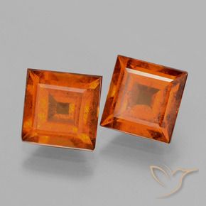 3.72 ctw Orange Hessonite Garnet Stones, Natural Hessonite Garnet in Square Facet Shape for Sale