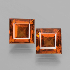 Dark Orange Hessonite Garnet Gem - 1.9ct Square Facet (ID: 392911)