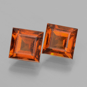 3.80 ctw Orange Hessonite Garnet Stones, Natural Hessonite Garnet in Square Facet Shape for Sale