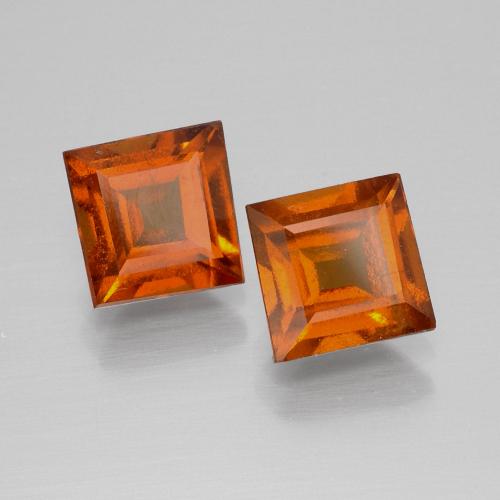 3.50 ctw Orange Hessonite Garnet Stones, Natural Hessonite Garnet in Square Facet Shape for Sale