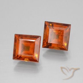 3.65 ctw Orange Hessonite Garnet Stones, Natural Hessonite Garnet in Square Facet Shape for Sale