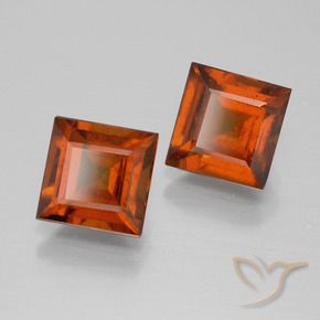 3.82 ctw Orange Hessonite Garnet Stones, Natural Hessonite Garnet in Square Facet Shape for Sale