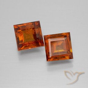 3.25 ctw Orange Hessonite Garnet Stones, Natural Hessonite Garnet in Square Facet Shape for Sale