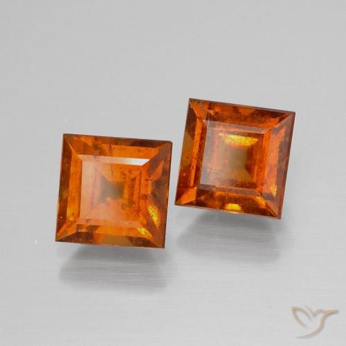 4.08 ctw Orange Hessonite Garnet Stones, Natural Hessonite Garnet in Square Facet Shape for Sale