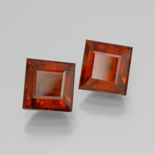 4.31 ctw Orange Hessonite Garnet Stones, Natural Hessonite Garnet in Square Facet Shape for Sale