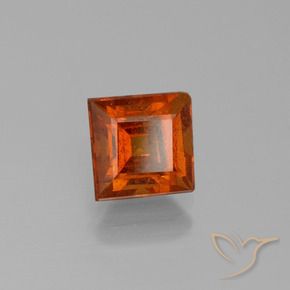 2.18 ct Orange Hessonite Garnet Stone, Natural Hessonite Garnet in Square Facet Shape for Sale