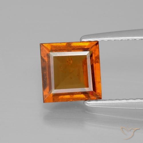 2.01ct Natural Medium-Dark Orange Hessonite Garnet, Square, VS-SI
