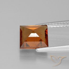 Hessonite Garnet Gemstone in 7.4 x 7.3 mm Size for Sale, Hessonite Garnet Stone in Medium-Dark Orange Color