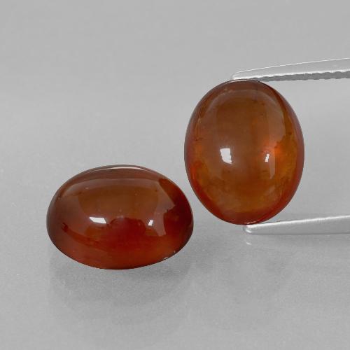 Medium-Dark Red Hessonite Garnet Gem - 5.8ct Oval Cabochon (ID: 393195)