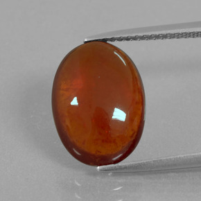 6.46 ct Orange Hessonite Garnet Gemstone, Hessonite Garnet Gem in Oval Cabochon Shape for Sale.