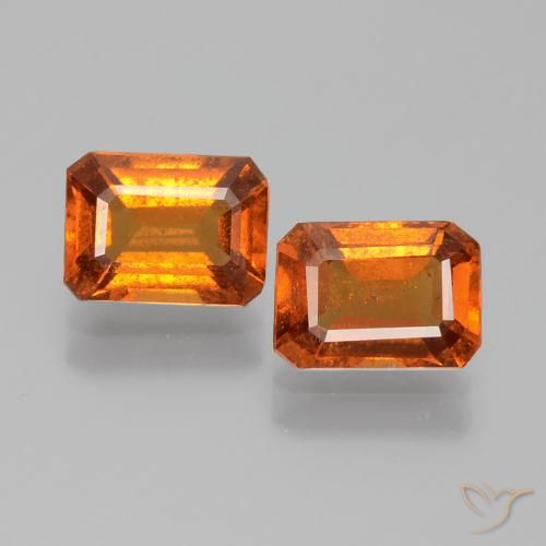 2.24 ct Orange Hessonite Garnet, 6.8 x 5 mm Octagon Cut From Sri Lanka, Photo A