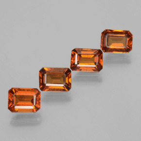 4.42 ctw Orange Hessonite Garnet Stones, Natural Hessonite Garnet in Octagon Facet Shape for Sale