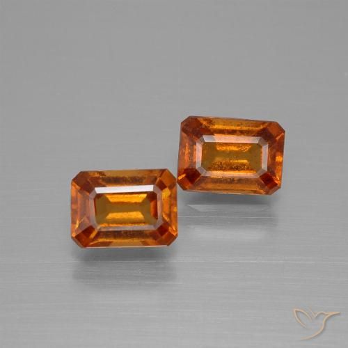 2.20ctw Natural Deep Orange Hessonite Garnet, Emerald Cut, VS