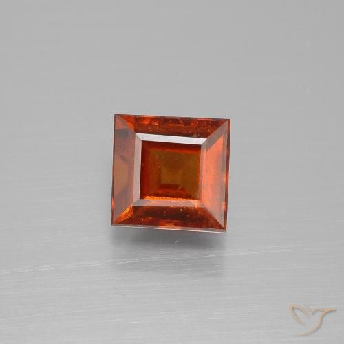 1.77ct Natural Dark Orange Hessonite Garnet, Square, VS