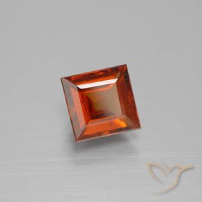 1.77 ct Orange Hessonite Garnet Stone, Natural Hessonite Garnet in Square Facet Shape for Sale