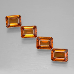 4.04 ctw Orange Hessonite Garnet Stones, Natural Hessonite Garnet in Octagon Facet Shape for Sale