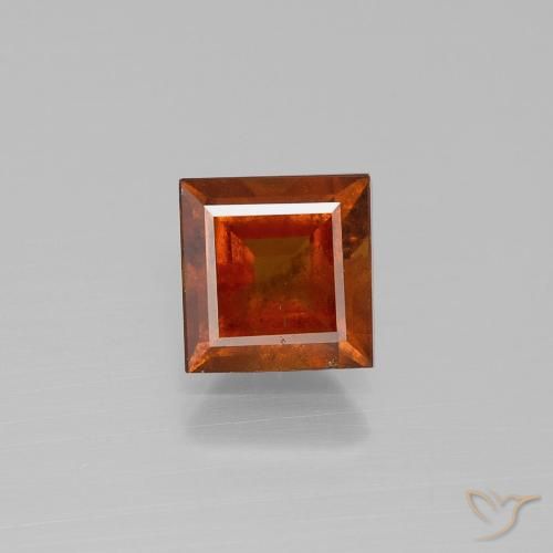 1.64ct Natural Deep Orange Hessonite Garnet, Square, VS-SI