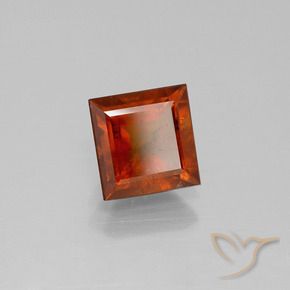 1.64 ct Orange Hessonite Garnet Stone, Natural Hessonite Garnet in Square Facet Shape for Sale