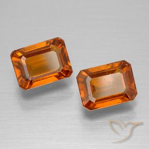 3.04 ctw Orange Hessonite Garnet Stones, Natural Hessonite Garnet in Octagon Facet Shape for Sale