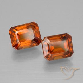 3.27 ctw Orange Hessonite Garnet Stones, Natural Hessonite Garnet in Octagon Facet Shape for Sale