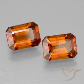 3.14 ctw Orange Hessonite Garnet Stones, Natural Hessonite Garnet in Octagon Facet Shape for Sale
