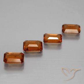 Hessonite Garnet Gemstones in 7.6 x 5.7 mm Size for Sale, Hessonite Garnet Stones in Medium Orange Color