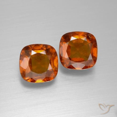 4.95 ct Orange Hessonite Garnet, 8 x 8 mm Cushion Cut From Madagascar, Photo A