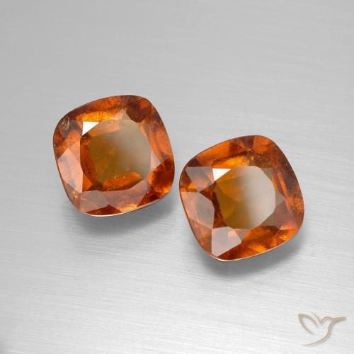 4.95 ctw Orange Hessonite Garnet Stones, Natural Hessonite Garnet in Cushion-Cut Shape for Sale