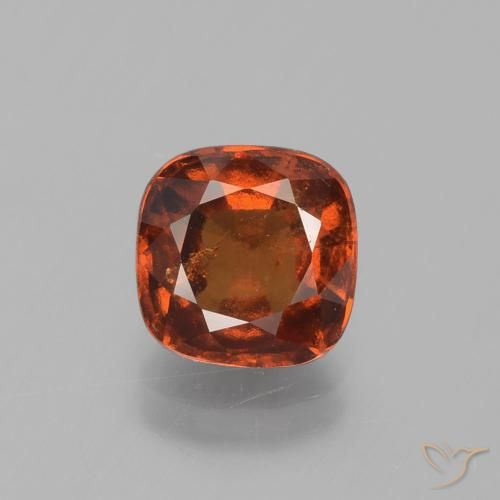 2.53ct Natural Dark Orange Hessonite Garnet, Cushion, VS-SI