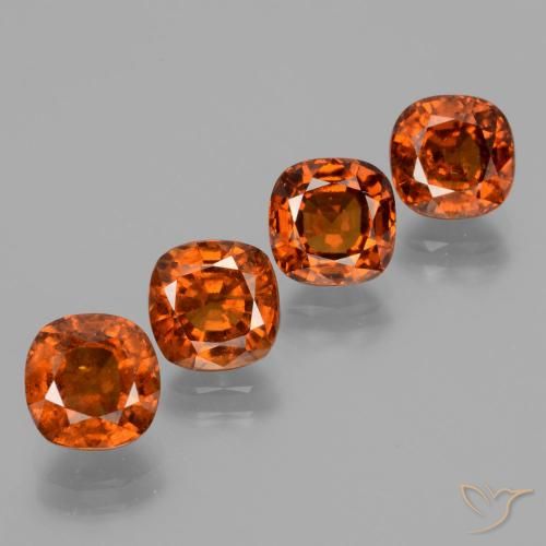 7.49 ctw Orange Hessonite Garnet Stones, Natural Hessonite Garnet in Cushion-Cut Shape for Sale