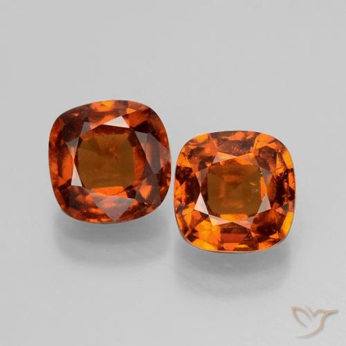 3.52 ct Orange Hessonite Garnet, 7.1 x 7 mm Cushion Cut From Sri Lanka, Photo A