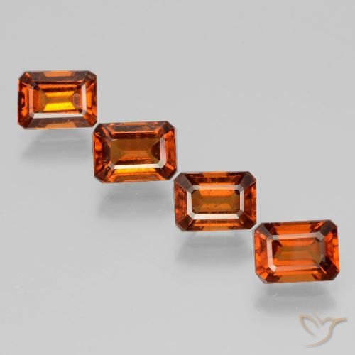 4.90ctw Natural Dark Orange Hessonite Garnet, Emerald Cut, VS