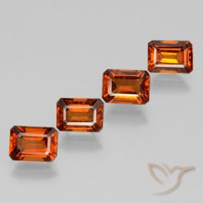 4.90 ctw Orange Hessonite Garnet Stones, Natural Hessonite Garnet in Octagon Facet Shape for Sale