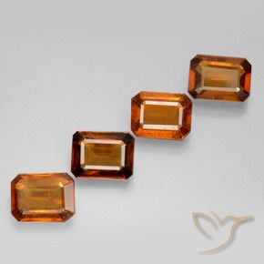 6.03 ctw Orange Hessonite Garnet Stones, Natural Hessonite Garnet in Octagon Facet Shape for Sale