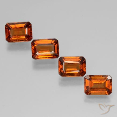 4.36ctw Natural Medium Orange Hessonite Garnet, Emerald Cut, VS