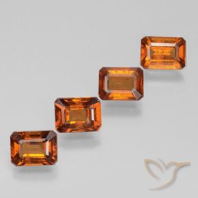 4.24 ctw Orange Hessonite Garnet Stones, Natural Hessonite Garnet in Octagon Facet Shape for Sale