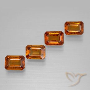 3.76 ctw Orange Hessonite Garnet Stones, Natural Hessonite Garnet in Octagon Facet Shape for Sale