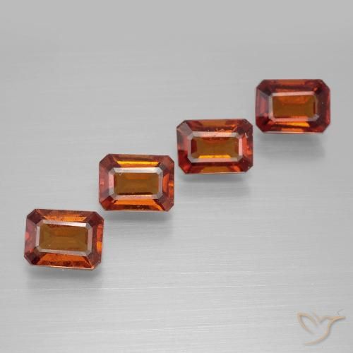 3.84ctw Natural Medium Orange Hessonite Garnet, Octagon / Emerald Cut, VS, Photo A