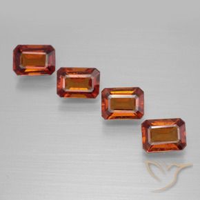 3.84 ctw Orange Hessonite Garnet Stones, Natural Hessonite Garnet in Octagon Facet Shape for Sale