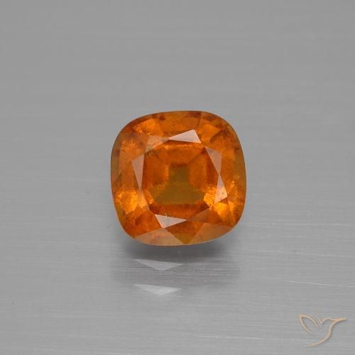 1.89ct Natural Medium Orange Hessonite Garnet, Cushion, VS-SI