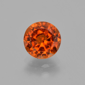 1.57 ct Orange Hessonite Garnet Gemstone, Hessonite Garnet Gem in Round Facet Shape for Sale.