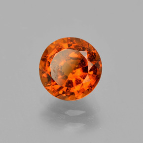 1.57 ct Orange Hessonite Garnet Stone, Natural Hessonite Garnet in Round Facet Shape for Sale