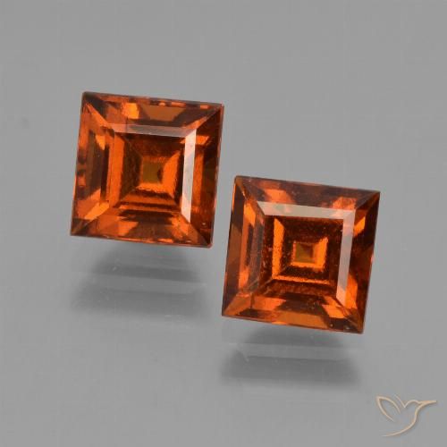2.80ctw Natural Medium Orange Hessonite Garnet, Square, VS