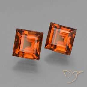 2.80 ctw Orange Hessonite Garnet Stones, Natural Hessonite Garnet in Square Facet Shape for Sale