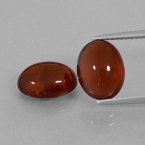 6.21 ctw Orange Hessonite Garnet Gemstones, Hessonite Garnet Gems in Oval Cabochon Shape for Sale.