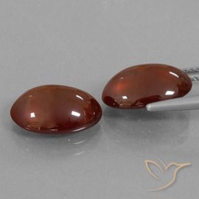 Hessonite Garnet Gemstones in 12 x 9 mm Size for Sale, Hessonite Garnet Stones in Dark Red Color