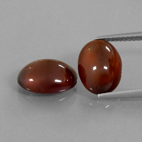 7.67 ctw Red Hessonite Garnet Gemstones, Hessonite Garnet Gems in Oval Cabochon Shape for Sale.