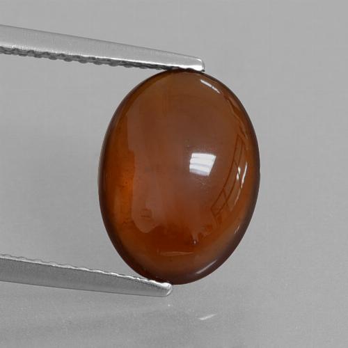 Medium-Dark Brown Hessonite Garnet Gem - 4.4ct Oval Cabochon (ID: 428469)