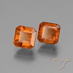 3.22 ctw Orange Hessonite Garnet Stones, Natural Hessonite Garnet in Octagon Facet Shape for Sale